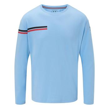 推荐Messi Dual Stripe Long Sleeve Crew Neck T-Shirt - Messi Blue商品