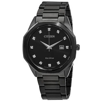 Eco-Drive Octagon Diamond Black Dial Watch BM7495-59G,价格$288.40
