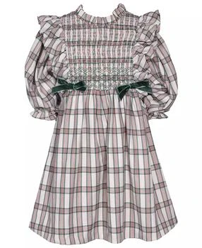 Bonnie Jean | Little Girls Plaid Smocking Dress,商家Macy's,价格¥371