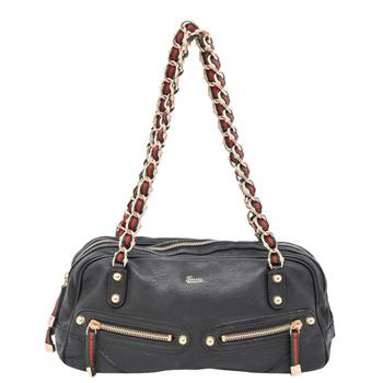 古驰链条包, [二手商品] Gucci | Gucci Black Leather Capri Chain Zip Shoulder Bag商品图片 7.1折