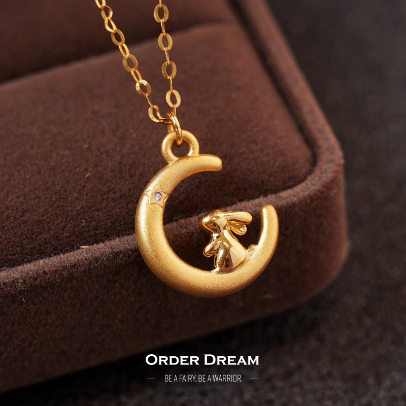 Order Dream | 18K金钻石星月兔项链商品图片,包邮包税
