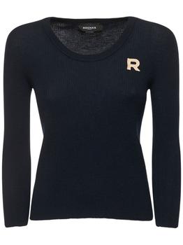 ROCHAS, ROCHAS | Rib Knit Wool Top W/ Logo商品图片 额外7.5折, 额外七五折