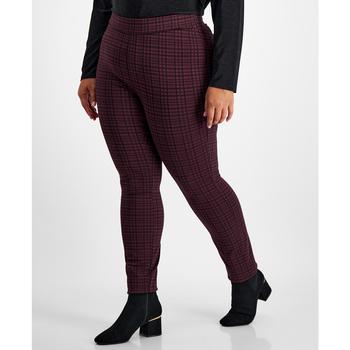 推荐Plus Size Plaid Pull-On Pants, Created for Macy's商品