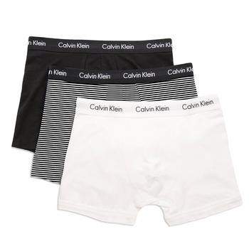 更多ck内裤男, Calvin Klein | Calvin Klein Cotton Stretch Trunks - Black/White/Stripe商品图片 