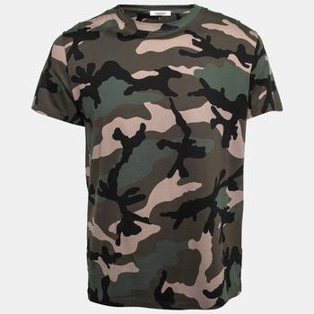 推荐Valentino Green Camouflage Printed Cotton T-Shirt M商品