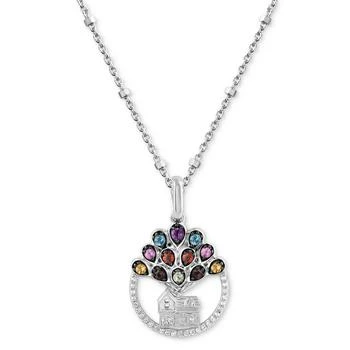 Wonder Fine Jewelry | Multi Gemstone (1/5 ct. t.w.) & Diamond (1/20 ct. t.w.) Up House 18" Pendant Necklace in Sterling Silver,商家Macy's,价格¥2993