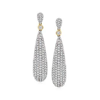 Ross-Simons | Ross-Simons Diamond Drop Earrings in Sterling Silver With 14kt Yellow Gold,商家Premium Outlets,价格¥8269