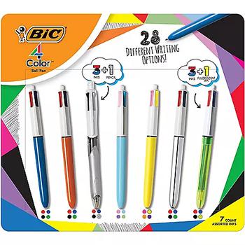 商品BIC | BIC 4-Color Retractable Ballpoint Pen, Med Pt. 1.0mm, Variety (7 pk.),商家Sam's Club,价格¥74图片