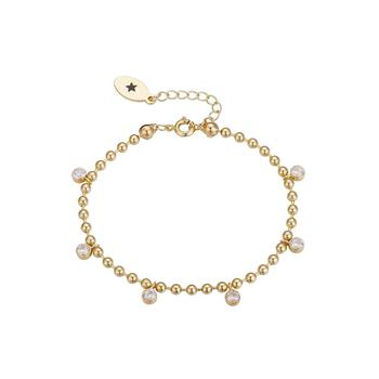 商品14K Gold Flash-Plated Cubic Zirconia Bead Charm Bracelet图片