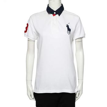 推荐Ralph Lauren White Cotton Pique Contrast Collar Detail Polo T-Shirt L商品