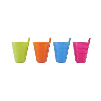 商品Vintiquewise 10 Oz Reusable Plastic Cups with Straw, Set of 4图片
