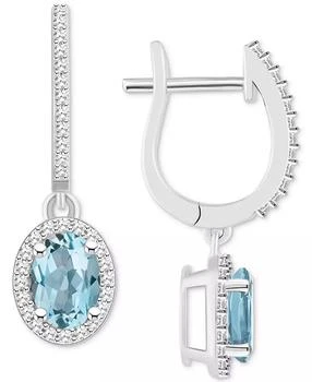 Macy's | Aquamarine (1-3/8 ct. t.w.) & Diamond (1/3 ct. t.w.) Leverback Drop Earrings in Sterling Silver,商家Macy's,价格¥2931