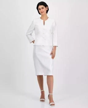 Le Suit | Women's Collarless Three-Button 3/4-Sleeve Jacket & Slim Skimmer Skirt Set, Regular & Petite,商家Macy's,价格¥740