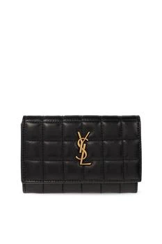 Yves Saint Laurent | Saint Laurent YSL Logo Plaque Quilted Wallet,商家Cettire,价格¥3553