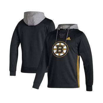 阿迪达斯卫衣, Adidas | Men's Black Boston Bruins Skate Lace AEROREADY Pullover Hoodie商品图片 