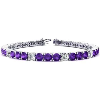 SSELECTS | 9 3/4 Carat Amethyst And Diamond Alternating Tennis Bracelet In 14 Karat White Gold, 7 1/2 Inches,商家Premium Outlets,价格¥26782