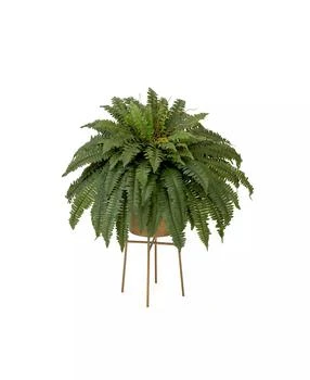 NEARLY NATURAL | 32" Artificial Boston Fern Plant with Metal Planter with Stand DIY Kit,商家Macy's,价格¥561