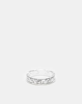 商品ASOS | ASOS DESIGN band ring with plait design in real silver plate,商家ASOS,价格¥88图片