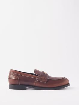 Miu Miu | Logo-coin raw-edge leather loafers商品图片,