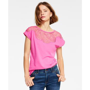 Tommy Hilfiger | Women's Lace-Trimmed T-Shirt商品图片,6折
