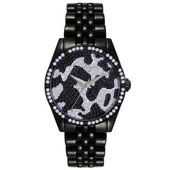 Jessica Simpson | Women's Camo Pave Crystal Black Tone Bracelet Watch 37mm商品图片,