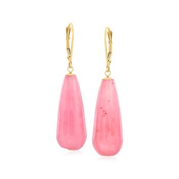 商品Canaria Pink Jade Drop Earrings in 10kt Yellow Gold,商家Premium Outlets,价格¥1022图片