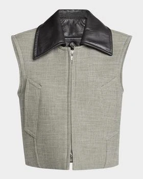 Bottega Veneta | Leather-Collar Structured Melange Vest,商家Neiman Marcus,价格¥18953