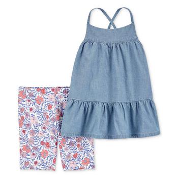 Carter's | Big Girls 2-Pc. Chambray Tank & Floral-Print Bike Shorts Set商品图片,3.7折