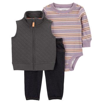 Carter's | Baby Boys Double-Knit Vest, Bodysuit and Pant Set, 3 Piece商品图片,