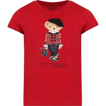 推荐Red T-shirt For Girl With Bear And Logo商品