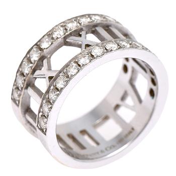 tiffany戒指, [二手商品] Tiffany & Co. | Tiffany & Co. Atlas Diamonds 18K White Gold Open Band Ring Size 49商品图片 3.8折, 满1件减$100, 满减