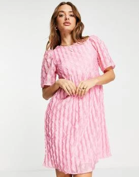 推荐Vero Moda puff sleeve mini dress in pink print商品