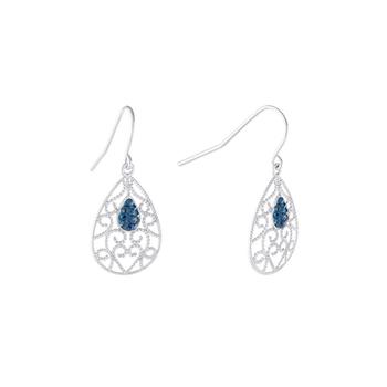 Giani Bernini | Dark Blue Crystal (0.16 ct.t.w) Filigree Tear Drop Earrings in Sterling Silver商品图片,