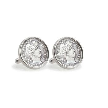 商品American Coin Treasures | Silver Barber Dime Sterling Silver Coin Cuff Links,商家Macy's,价格¥402图片