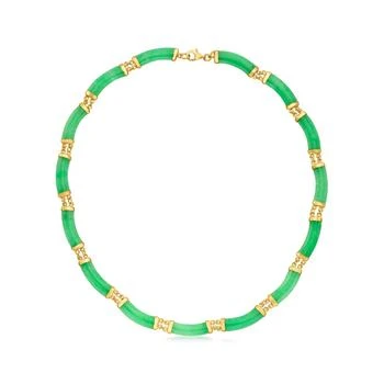 Ross-Simons Curved Jade Necklace in 18kt Gold Over Sterling