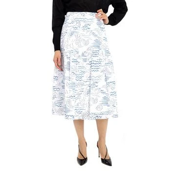 Kenzo | Dark Blue Wave Mermaid Print A-Line Skirt 3.6折, 满$200减$10, 满减