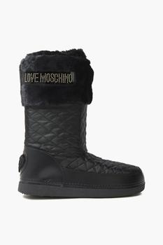 Moschino | Faux fur-paneled logo-embellished quilted shell snow boots商品图片,3折