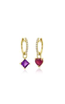 商品M.Spalten | M.Spalten - Women's The Mini Gemfetti 14K Yellow Gold Ruby; Amethyst and Diamond Earrings - Gold - OS - Moda Operandi - Gifts For Her,商家Moda Operandi,价格¥17731图片