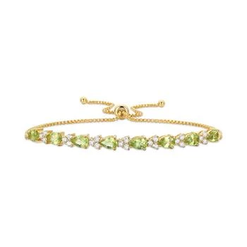 Macy's | Peridot (3-1/3 ct. t.w.) & Lab-Created White Sapphire (7/8 ct. t.w.) Bolo Bracelet in 14k Gold-Plated Sterling Silver,商家Macy's,价格¥2225