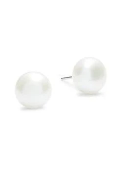 推荐Sterling Silver & Cultured White Freshwater Pearl Stud Earrings商品