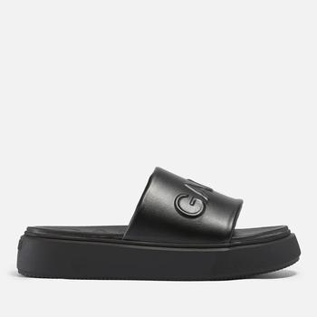推荐Ganni Logo-Debossed Vegan Leather Flatform Slide Sandals商品