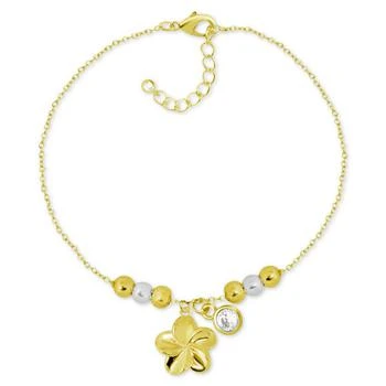 Flower & Crystal Charm Ankle Bracelet in Gold-Plate,价格$17.60