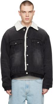 商品We11done | Black Oversized Faux-Shearling Denim Jacket,商家SSENSE,价格¥11080图片