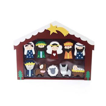 商品Kurt Adler | 2-3" Wooden Children's Nativity Set with Stable and 10 Figures,商家Macy's,价格¥1045图片