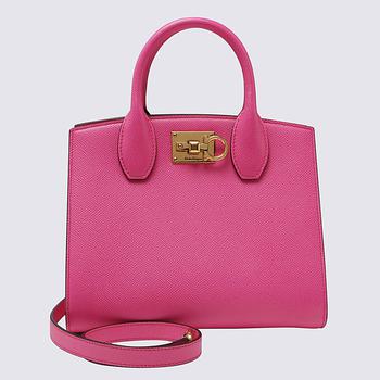 菲拉格慕包女包, Salvatore Ferragamo | HOT PINK LEATHER STUDIO BOX TOTE BAG商品图片 7.4折