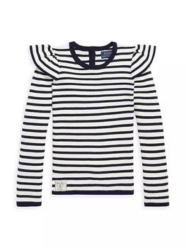 商品Ralph Lauren | Little Girl's & Girl's Stripe Ruffle-Sleeve Sweater,商家Saks Fifth Avenue,价格¥255图片
