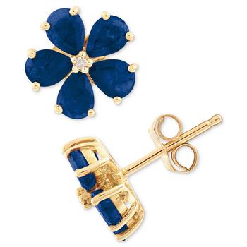 商品Macy's | Sapphire (1-3/4 ct. t.w.) & Diamond Accent Stud Earrings in 14k Gold (Also Available In Emerald & Ruby),商家Macy's,价格¥1883图片