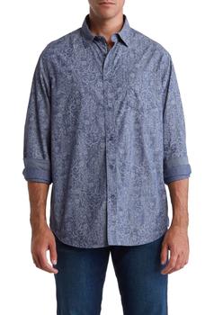 推荐Trim Fit Abstract Tapestry Print Button-Up Shirt商品