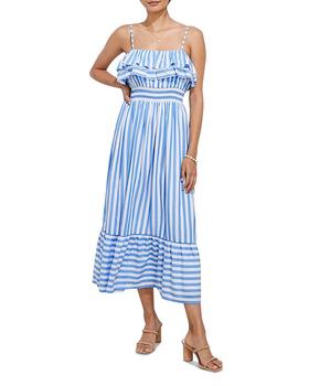 Vineyard Vines价格, Vineyard Vines | Metallic Stripe Ruffled Midi Dress商品图片 7折