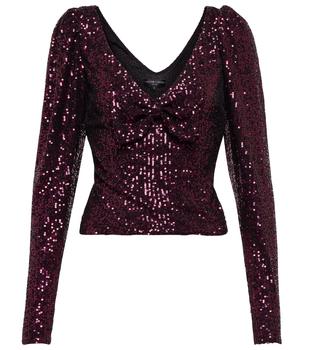CAROLINE CONSTAS是什么牌子, CAROLINE CONSTAS | Taylor sequined v-neck top商品图片 6.9折